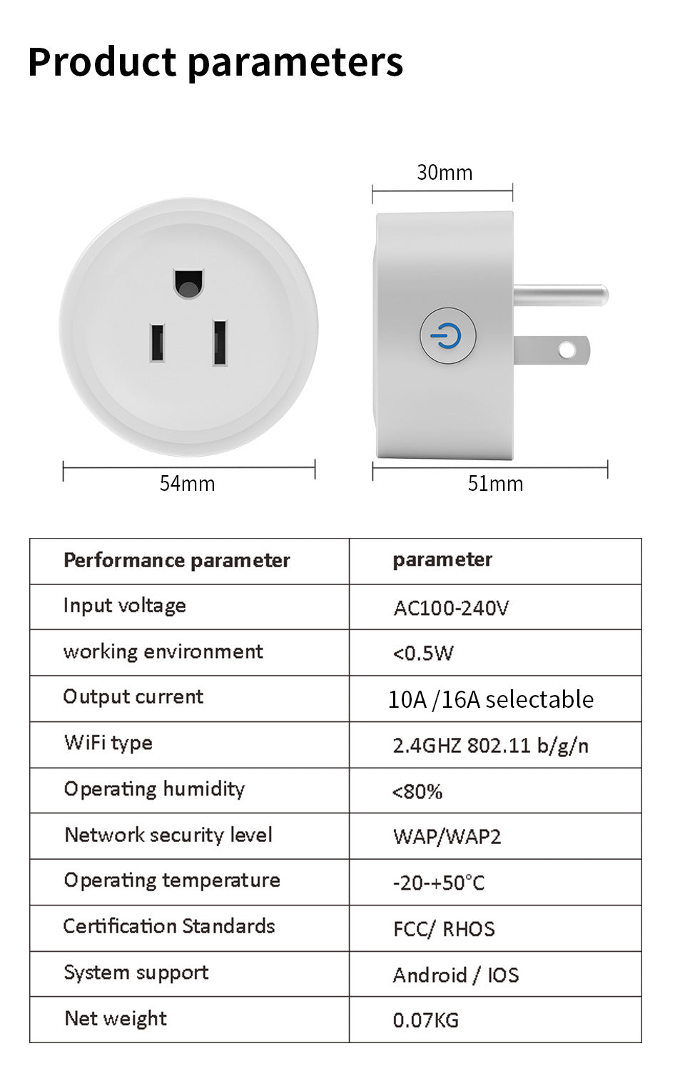 16A Remote Control Smart Plug With Electricity Meter Function