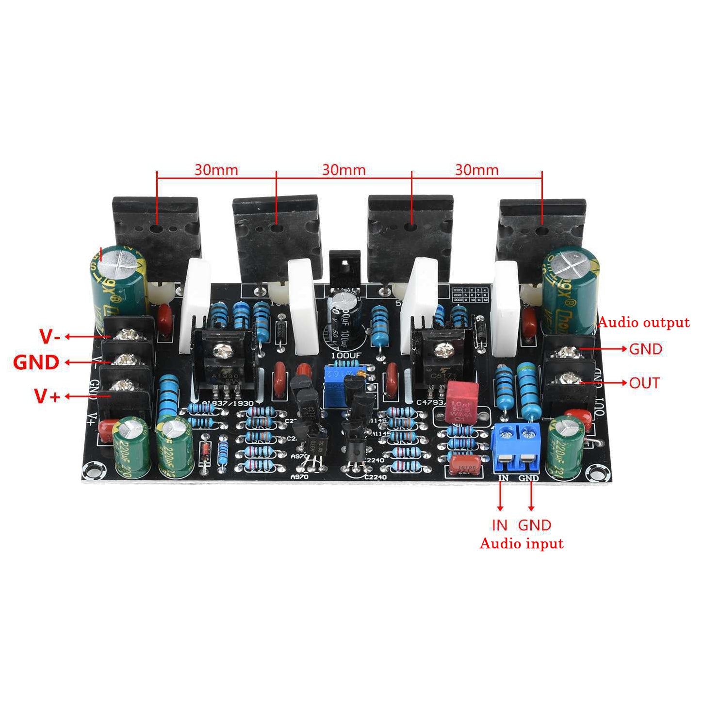 Audio Power Amplifier Board Mono 200W Toshiba 1943+5200